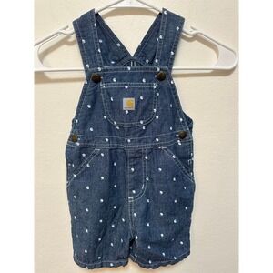 Carhartt Baby Toddler‎ Boys Girls Denim Overalls Shorts Blue Logo 3T